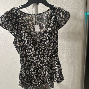 Elegant Black Floral Blouse